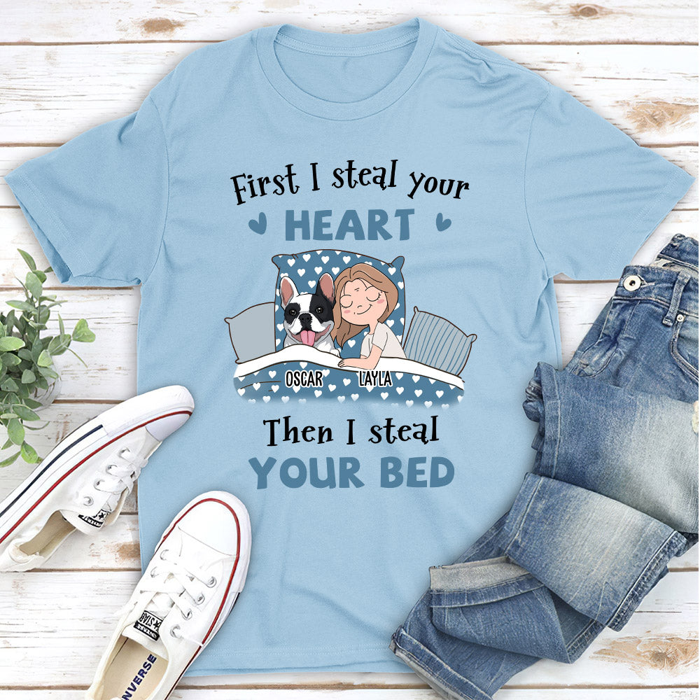 Steal Your Bed - Personalized Custom Unisex 5.3 oz T-shirt for Pet Lovers