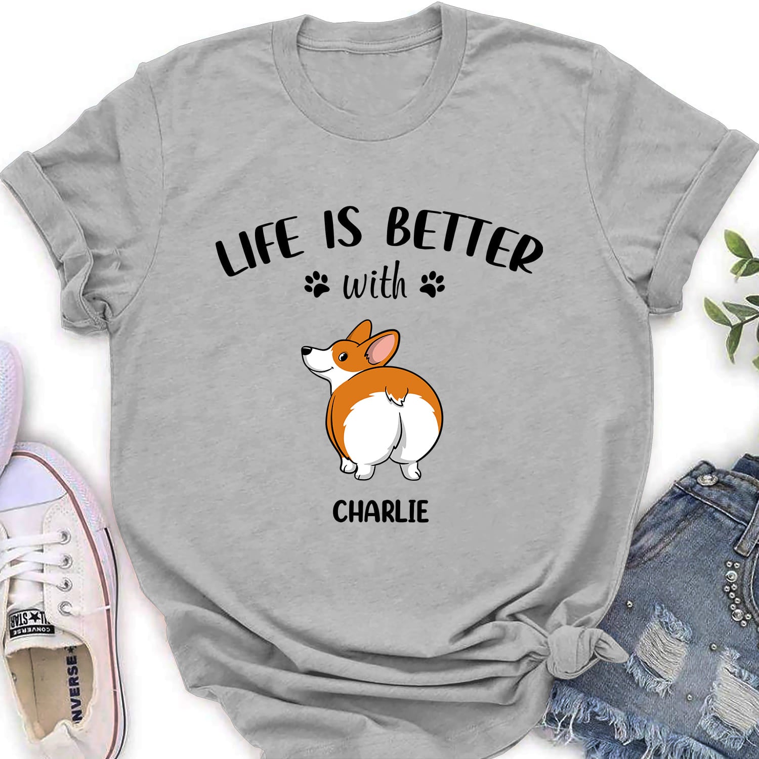 Life Is Better With Dog Butt - Stylish Personalized Custom Women's T-shirt for Pet Lovers