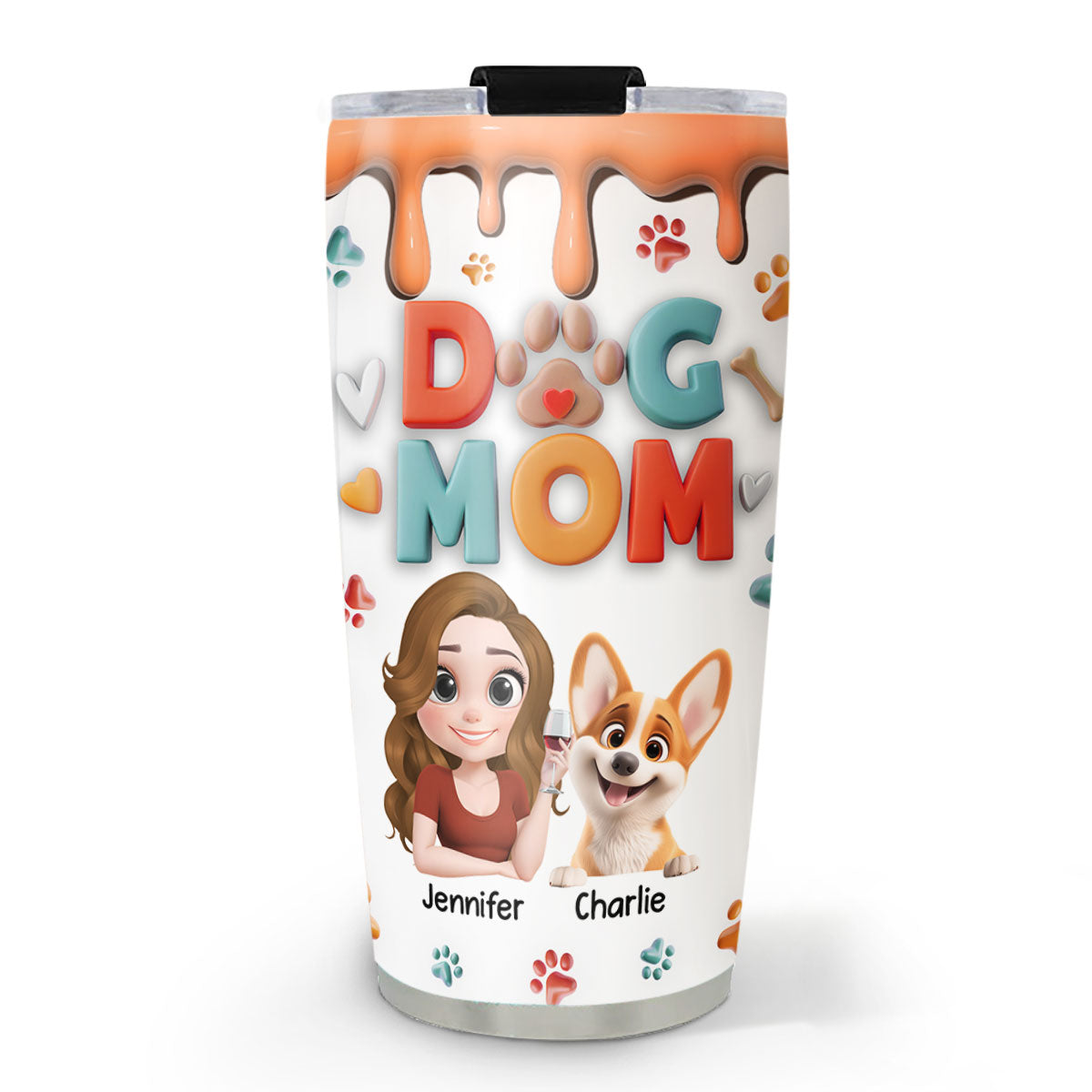 Mom Of Dog Cartoon - Personalized Custom 3D Inflated Effect Stainless Steel 20oz Tumbler for All Occasions