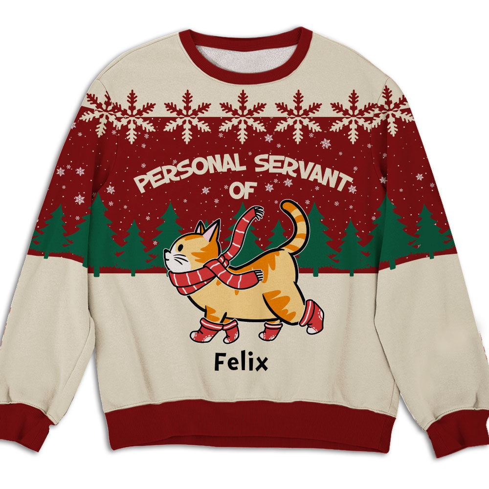Personal Cat Servant - Unique Personalized Custom All-Over-Print Unisex 8.8 oz Sweatshirt for Pet Lovers