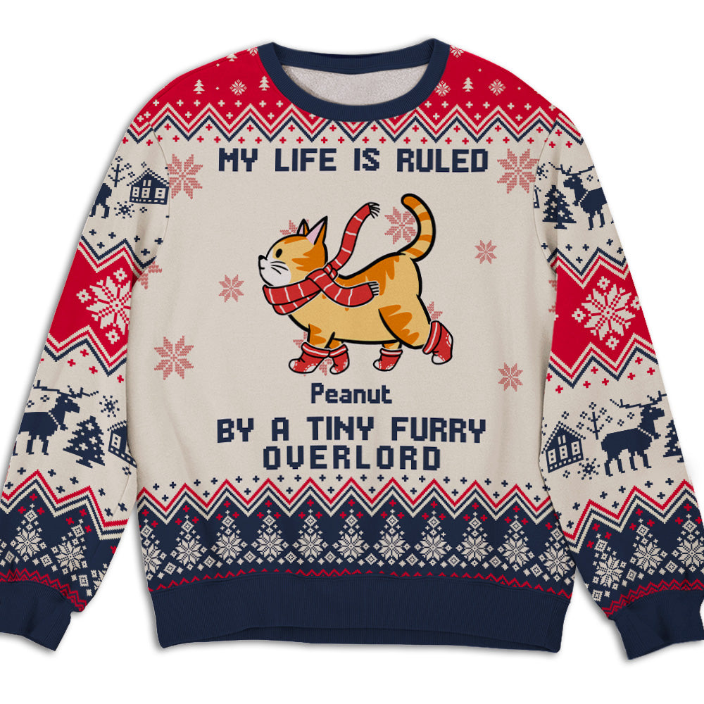 Tiny Furry Overlord - Customizable All-Over-Print Polyester Blend Unisex 8.8 oz Sweatshirt for Pet Lovers