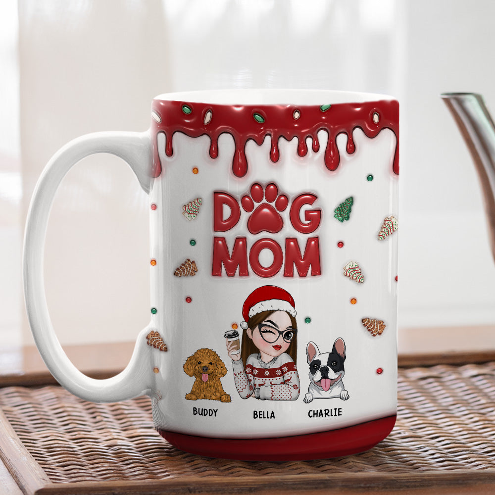 Charming Personalized Custom 3D Inflated Effect Lovely Dog Mom Cake Mug - 11oz