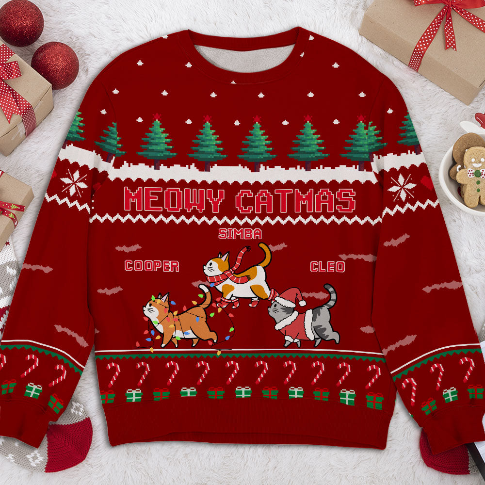 Personalized Custom All-Over-Print Cat Pine Tree Sweatshirt - Ideal Gift for Pet Lovers