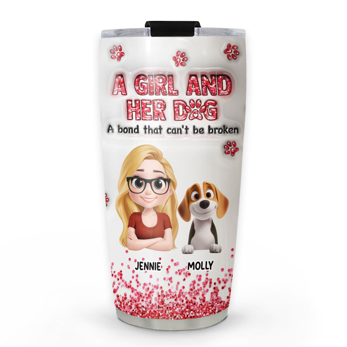 Forever Love My Dog - Personalized Custom 3D Inflated Effect 20oz Stainless Steel Tumbler for All Occasions