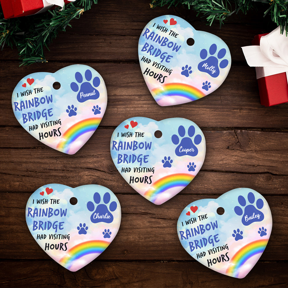 Rainbow Bridge - Exquisite Personalized Custom Heart Ceramic Christmas Ornament for Pet Lovers