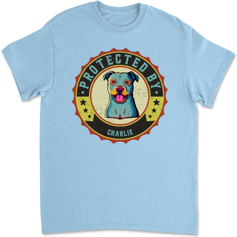 Protected By Dogs Ver 2 - Personalized Custom Unisex 5.3 oz T-Shirt for Pet Lovers