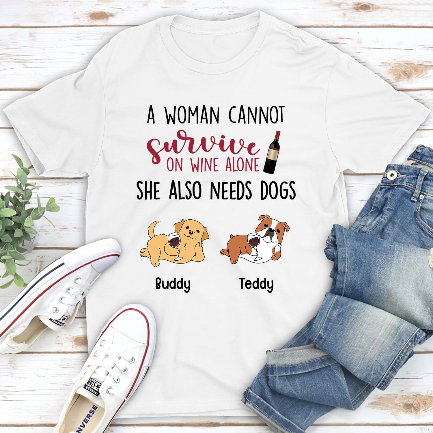 A Woman Cannot Survive - Personalized Custom Unisex 5.3 oz T-shirt for Pet Lovers