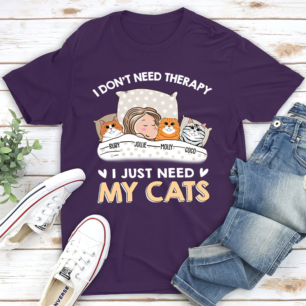 Cats Are My Therapy - Customizable Unisex 5.3 oz Personalized T-shirt for Pet Lovers