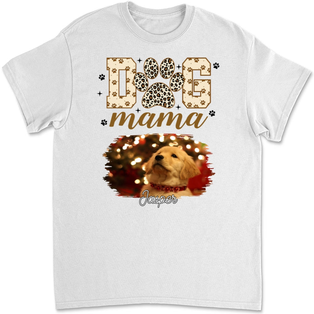 Leopard Dog Mama Personalized Custom Unisex 5.3 oz T-shirt - Ideal Gift for Pet Lovers