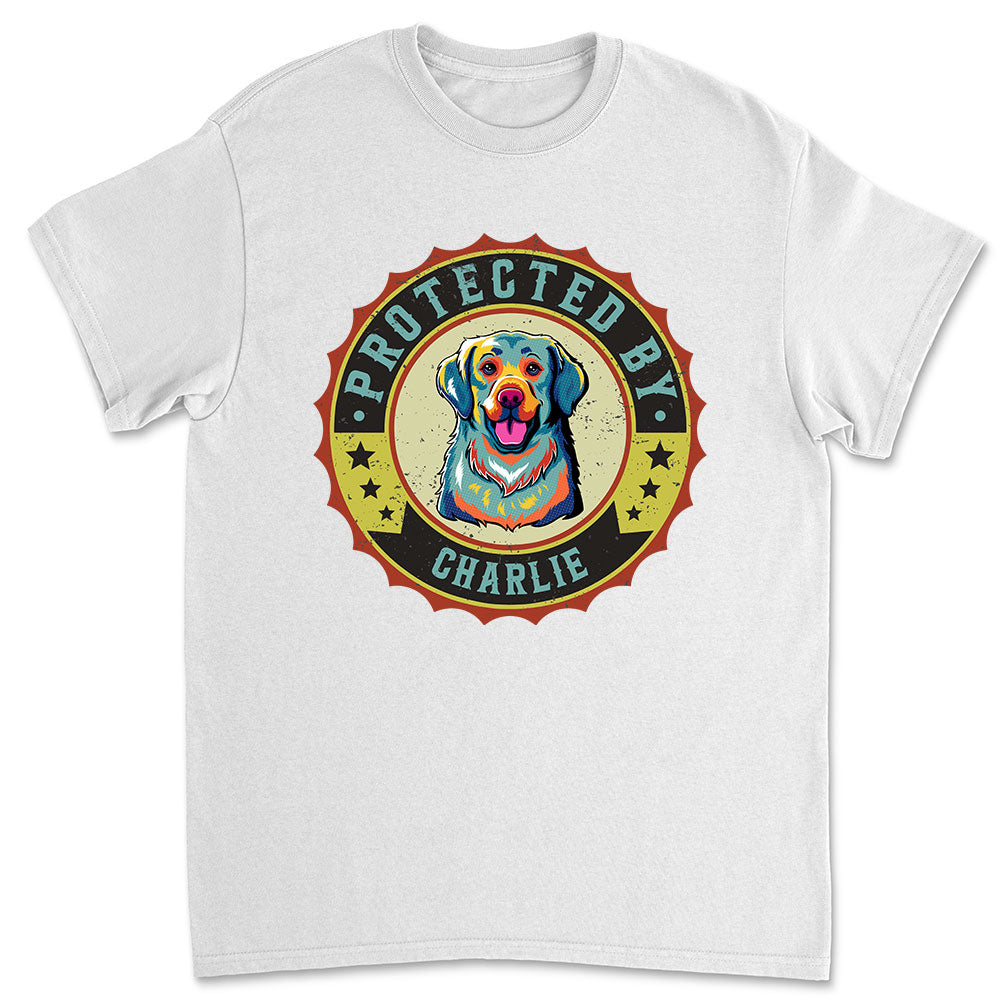 Protected By Dogs Ver 2 - Personalized Custom Unisex 5.3 oz T-Shirt for Pet Lovers