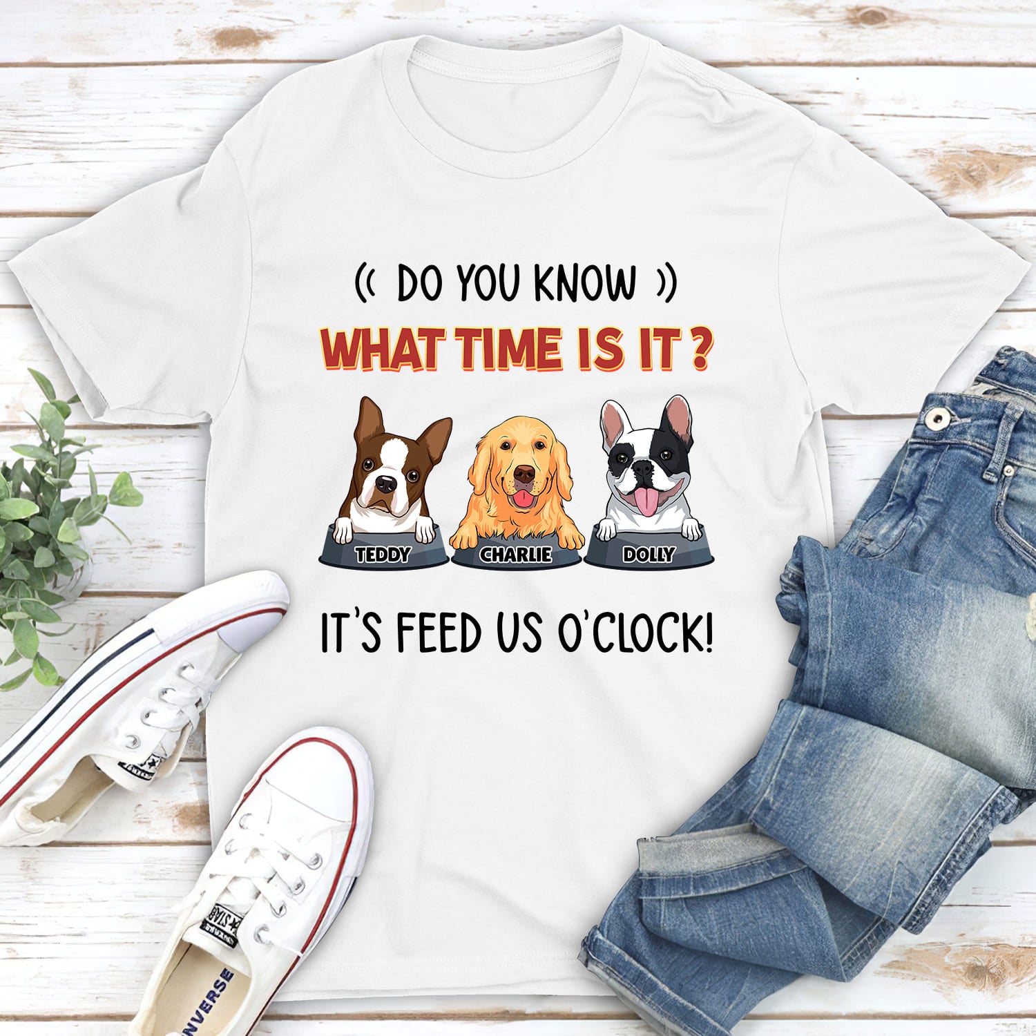 What Time Is It - Personalized Custom Unisex 5.3 oz T-shirt for Pet Lovers