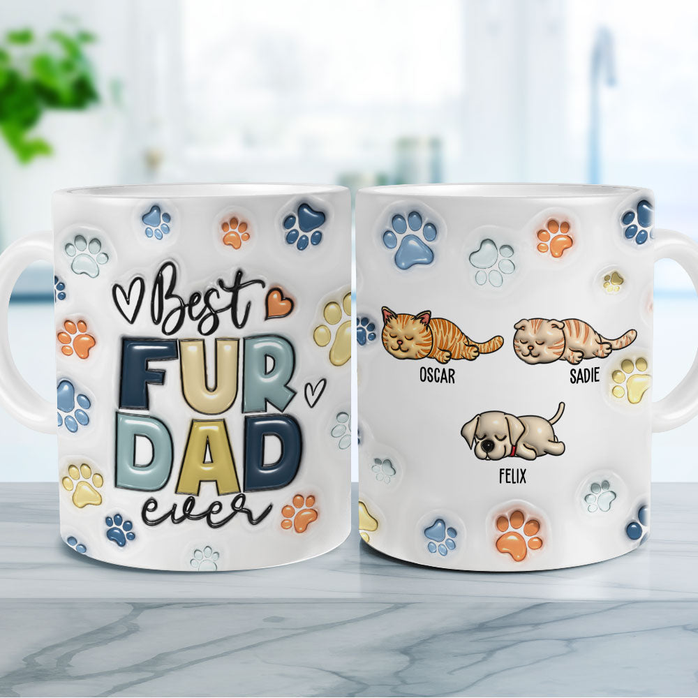 World's Best Fur Dad - Personalized Custom 3D Inflated Effect Ceramic Mug (11oz & 15oz)