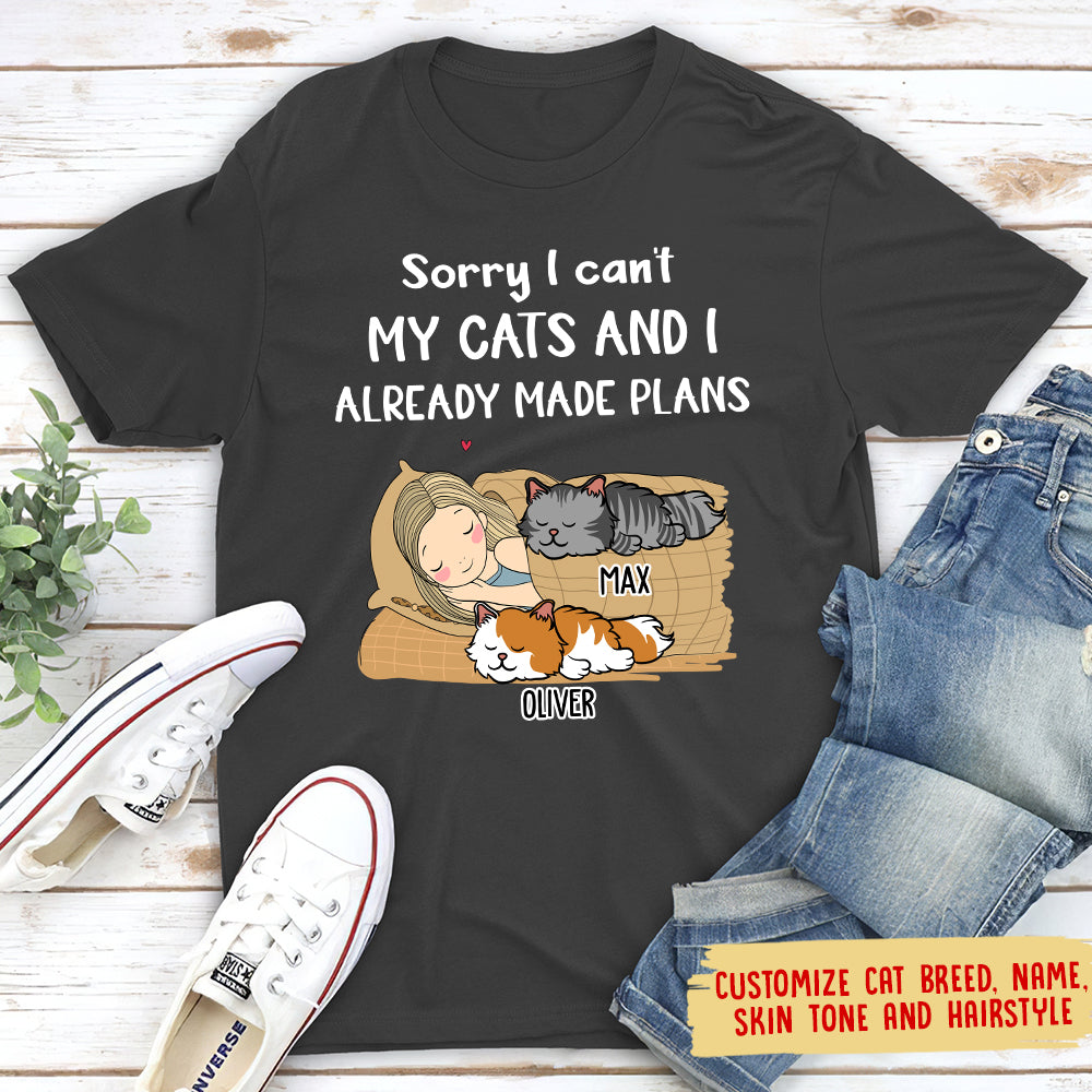 I Have Plans With My Cat - Personalized Custom Unisex 5.3 oz T-shirt for Pet Lovers