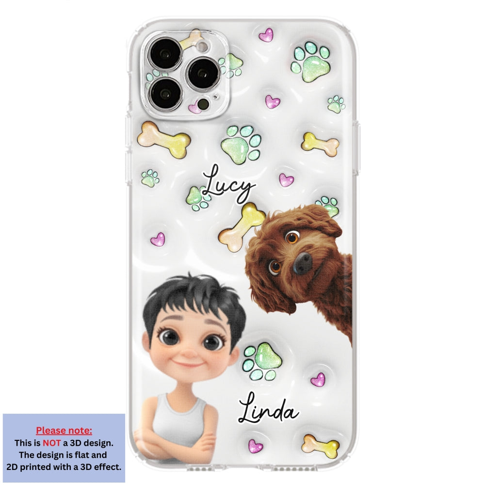 Lovey Human and Her Dogs - Exclusive Personalized Custom 3D Inflated Effect Smartphone Case