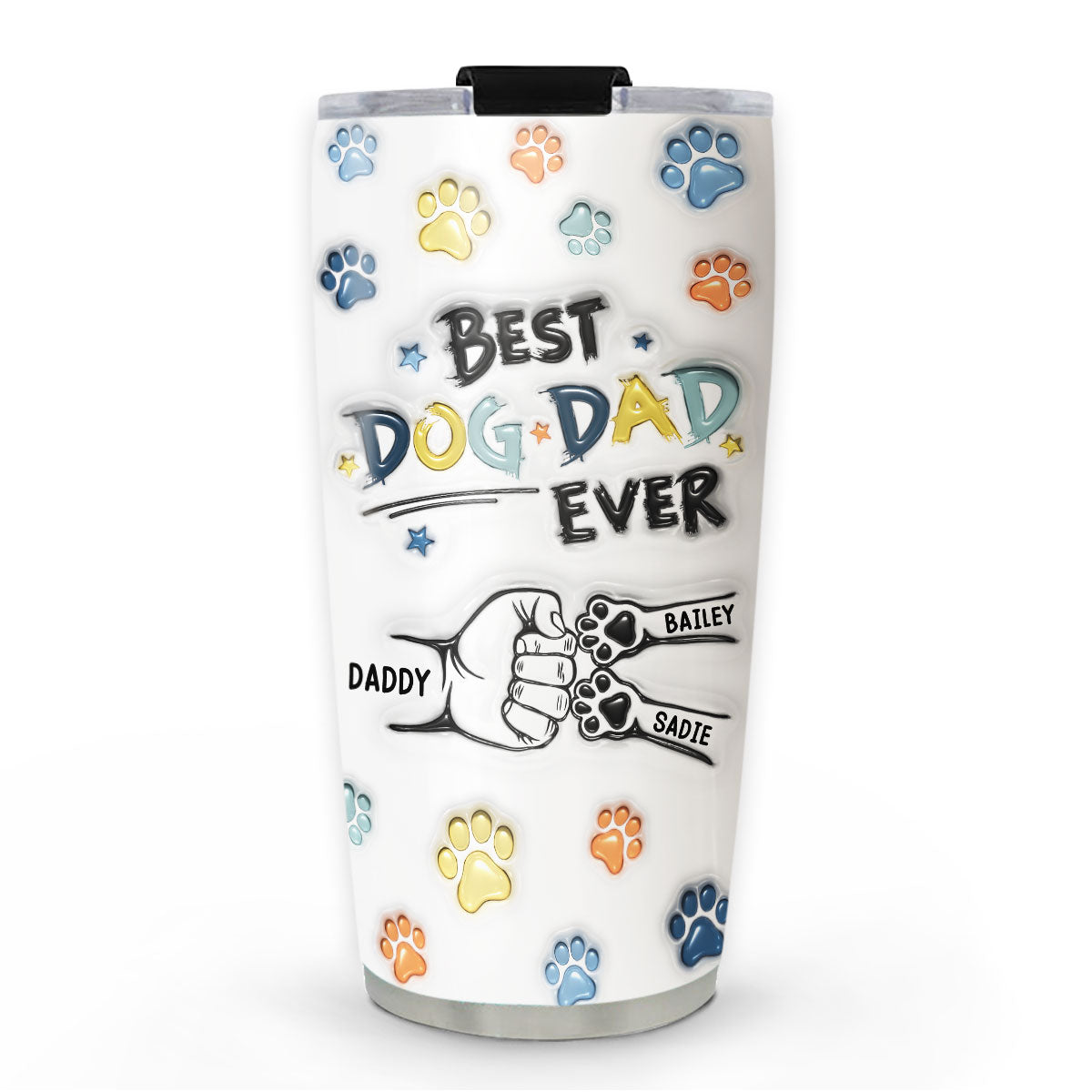 Best Personalized Custom 3D Inflated Effect Stainless Steel Tumbler for Dog Dads