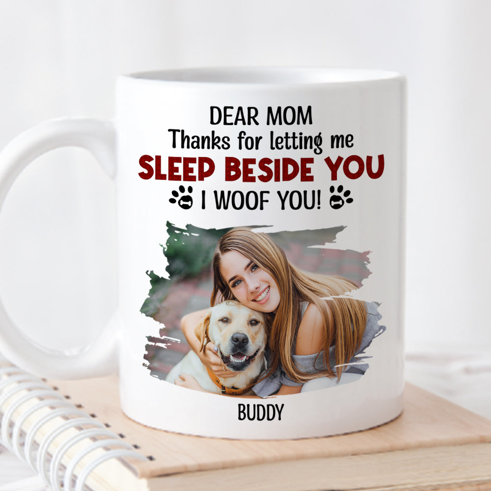 Personalized Custom 'Letting Us Sleep Beside You' Photo Coffee Mug for Pet Lovers