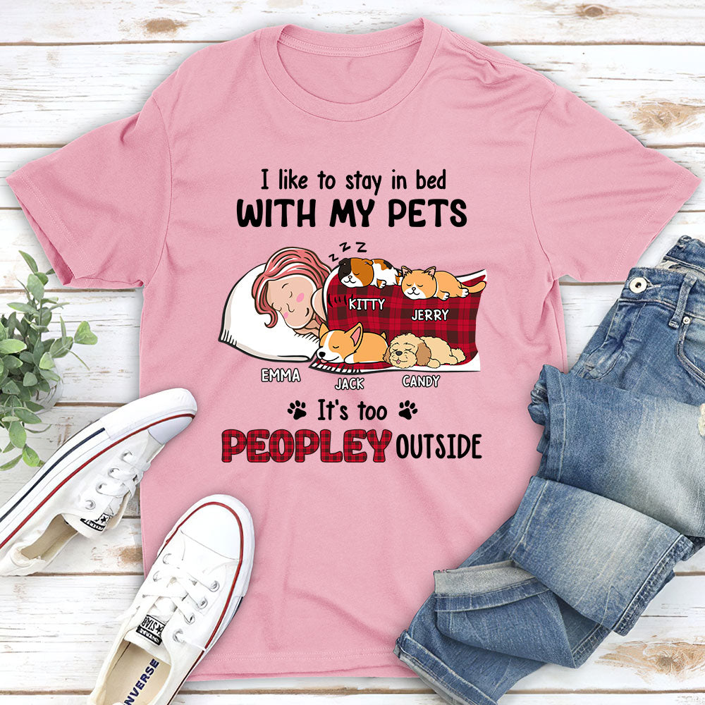 Like To Stay In Bed Pet - Personalized Custom Unisex 5.3 oz T-shirt for Pet Lovers