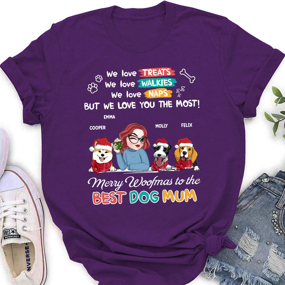 Merry Woofmas To Dad Mom - Exclusive Personalized Custom Women's T-shirt for Pet Lovers