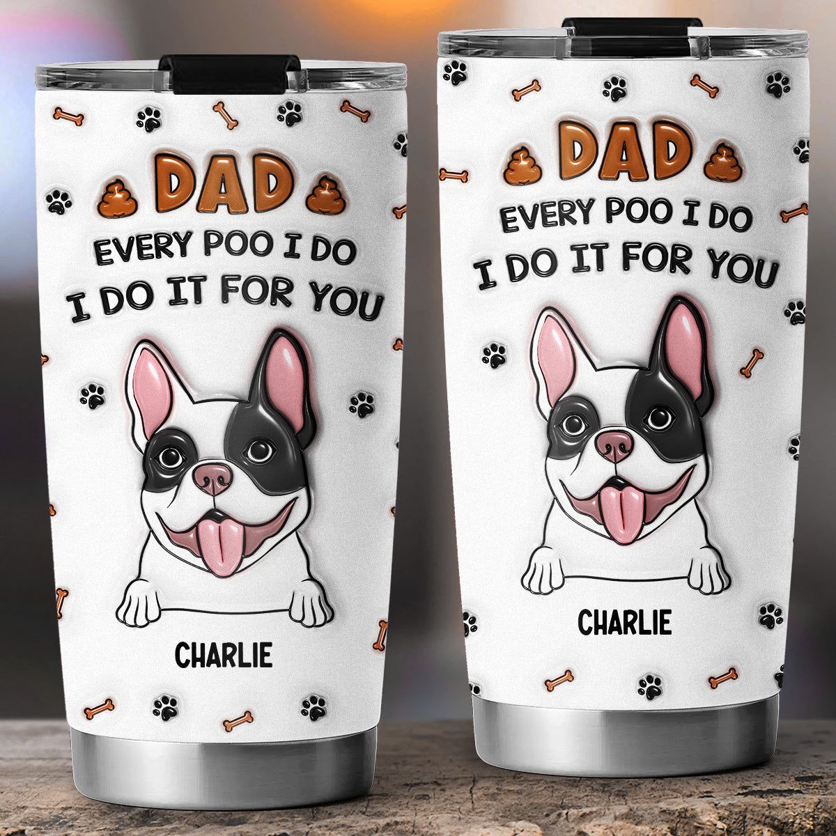Customizable 3D Inflated Effect Personalized Tumbler - Keep Drinks Cold for 24 Hours & Hot for 12 Hours
