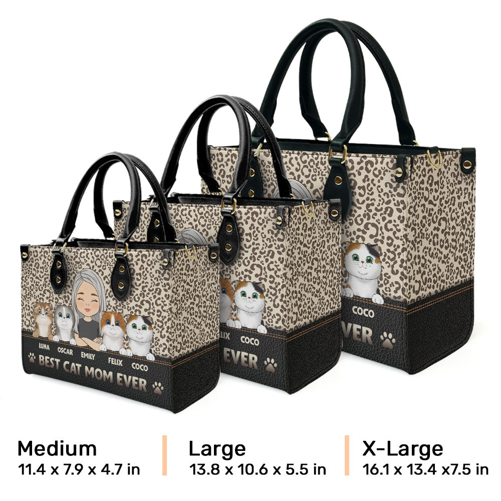 Best Mom Ever - Personalized Custom Leather Handbag with Fur Babies' Names