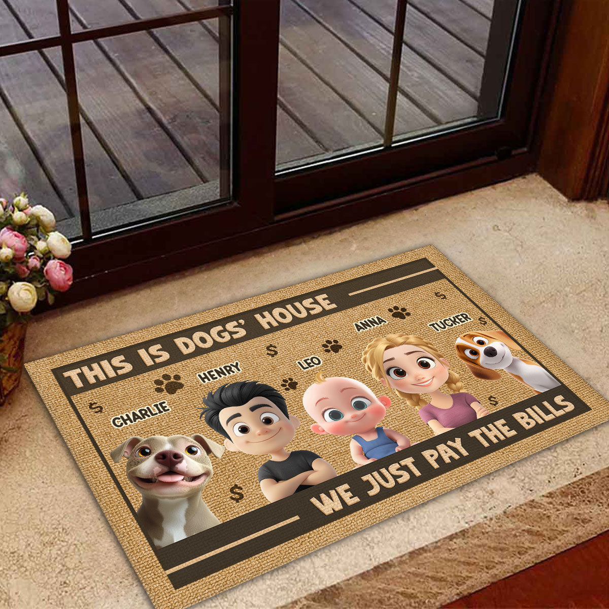 Pay The Bills - Personalized Custom Pet Lover Doormat with Cat or Dog Picture