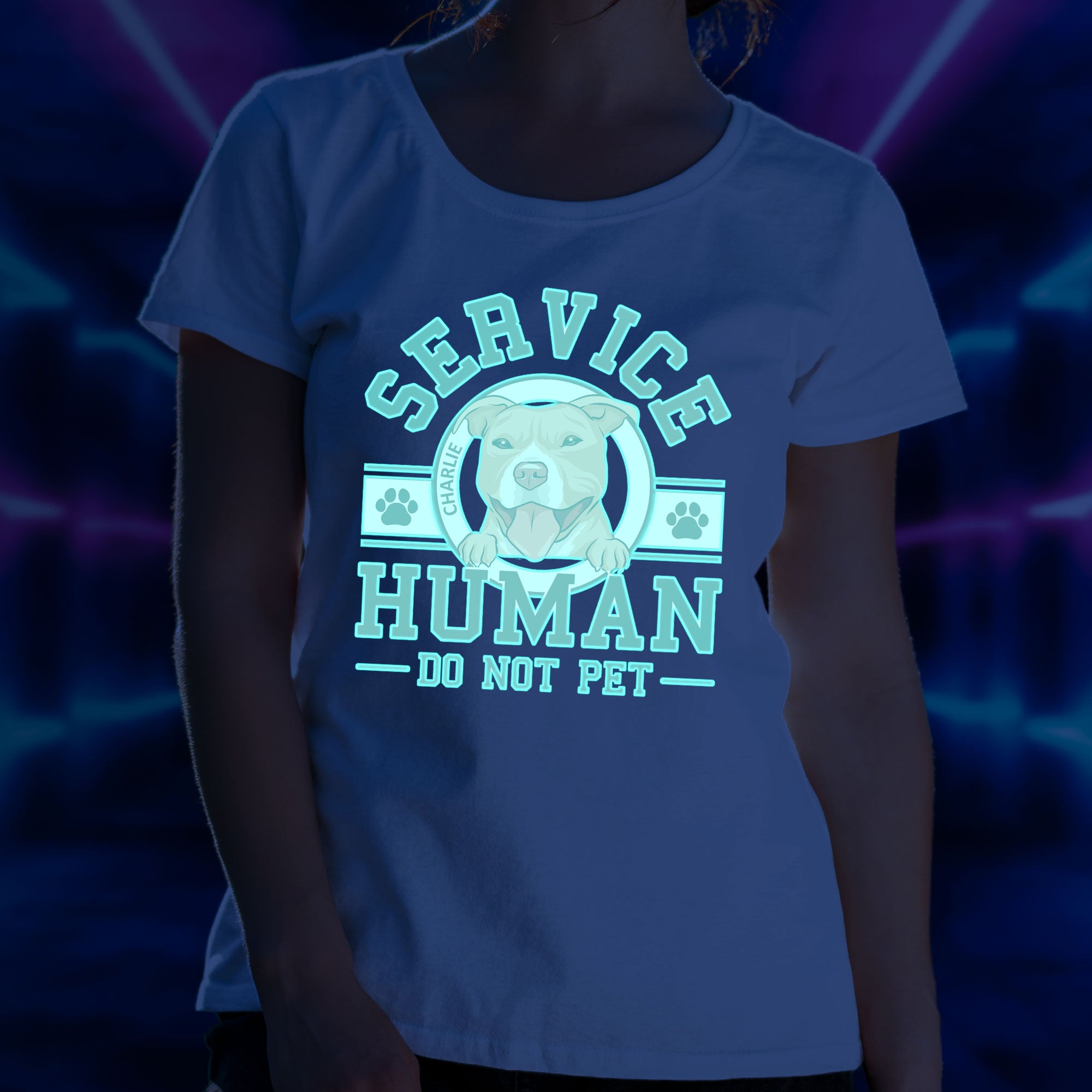 Dog Service Human Logo - Personalized Custom Fluorescent Unisex 5.3 oz T-shirt