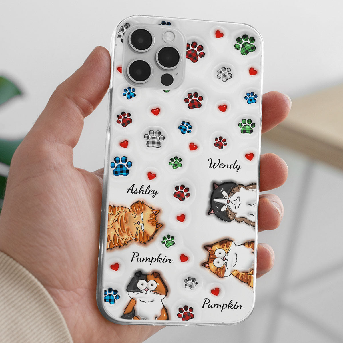 Charming Personalized Custom 3D Inflated Effect Phone Case for Lovely Cat Lovers