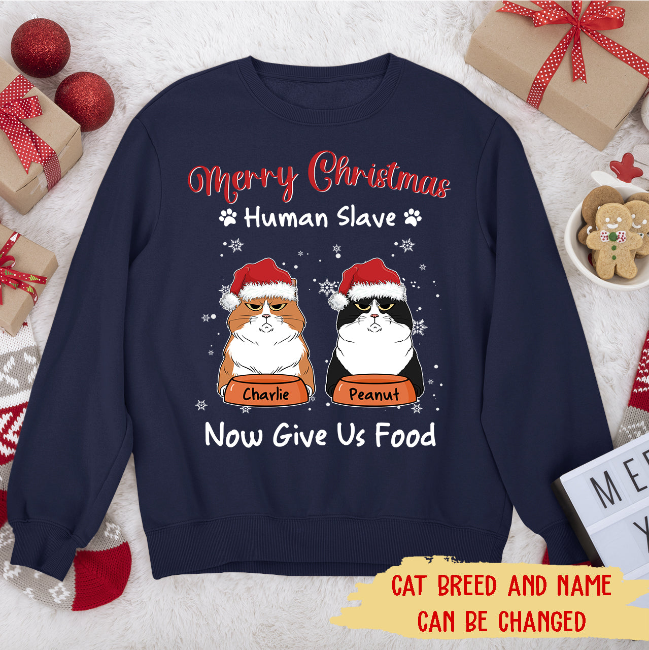 Merry Christmas Personalized Custom Unisex 8.0 oz Human Slave Sweatshirt for Pet Lovers
