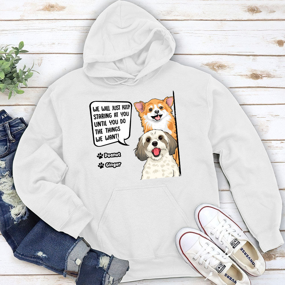 Staring Dog – Customizable Personalized Unisex 8.0 oz Hoodie for Pet Lovers