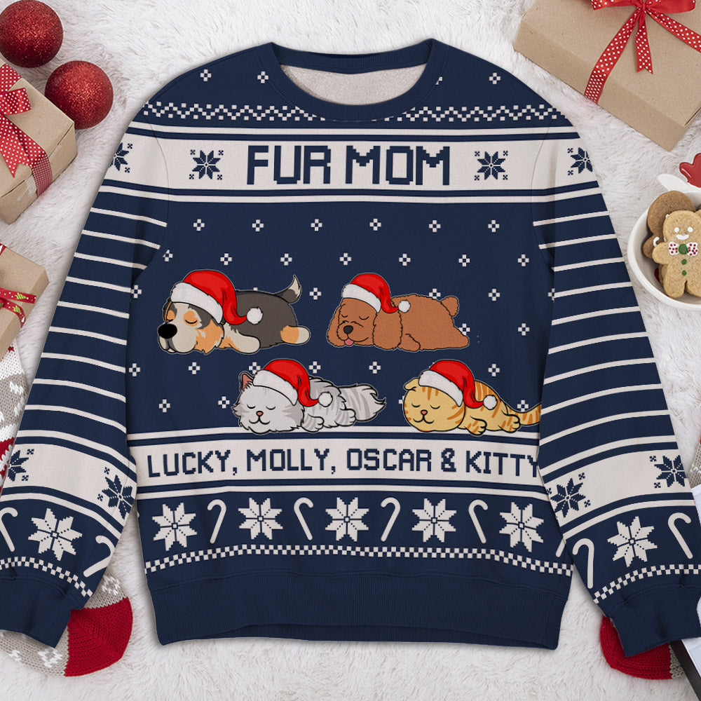 Festive Christmas Personalized Custom All-Over-Print Dog and Cat Sweatshirt for Unisex
