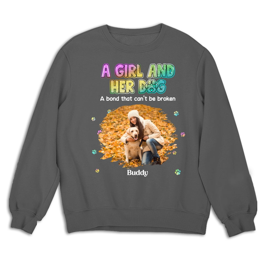 Personalized Custom A Girl And Her Dog Photo Unisex 8.0 oz Sweatshirt - Ideal Gift for Pet Lovers