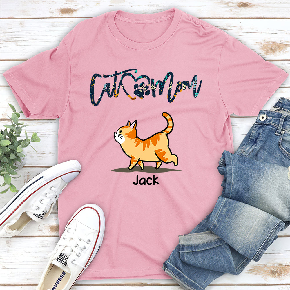 Stylish Patterned Personalized Custom Unisex Cat Mom T-shirt