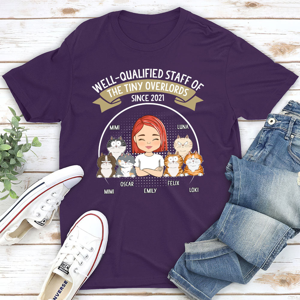 Well-Qualified Cat Staff Personalized Custom Unisex 5.3 oz T-shirt - Ideal Gift for Pet Lovers