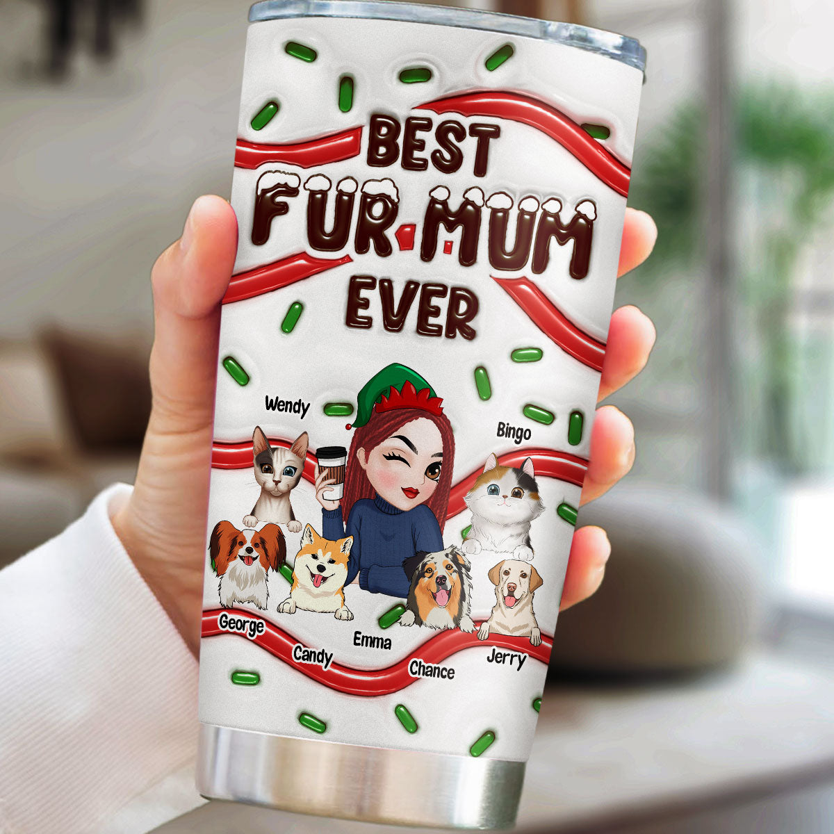 Top-Rated Personalized Custom 3D Inflated Effect Tumbler for Fur Moms