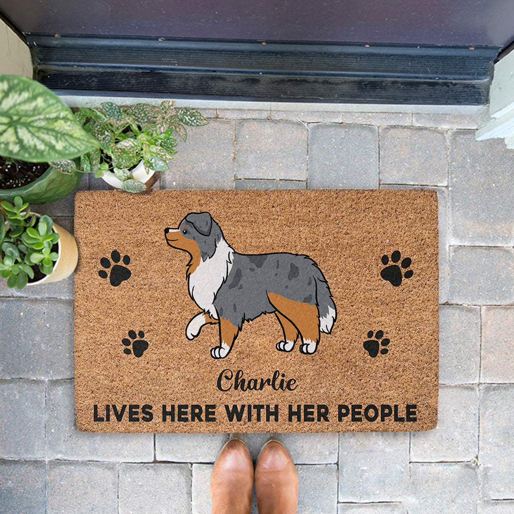 Dog Lives Here - Customizable Personalized Dog Picture Doormat for Pet Lovers