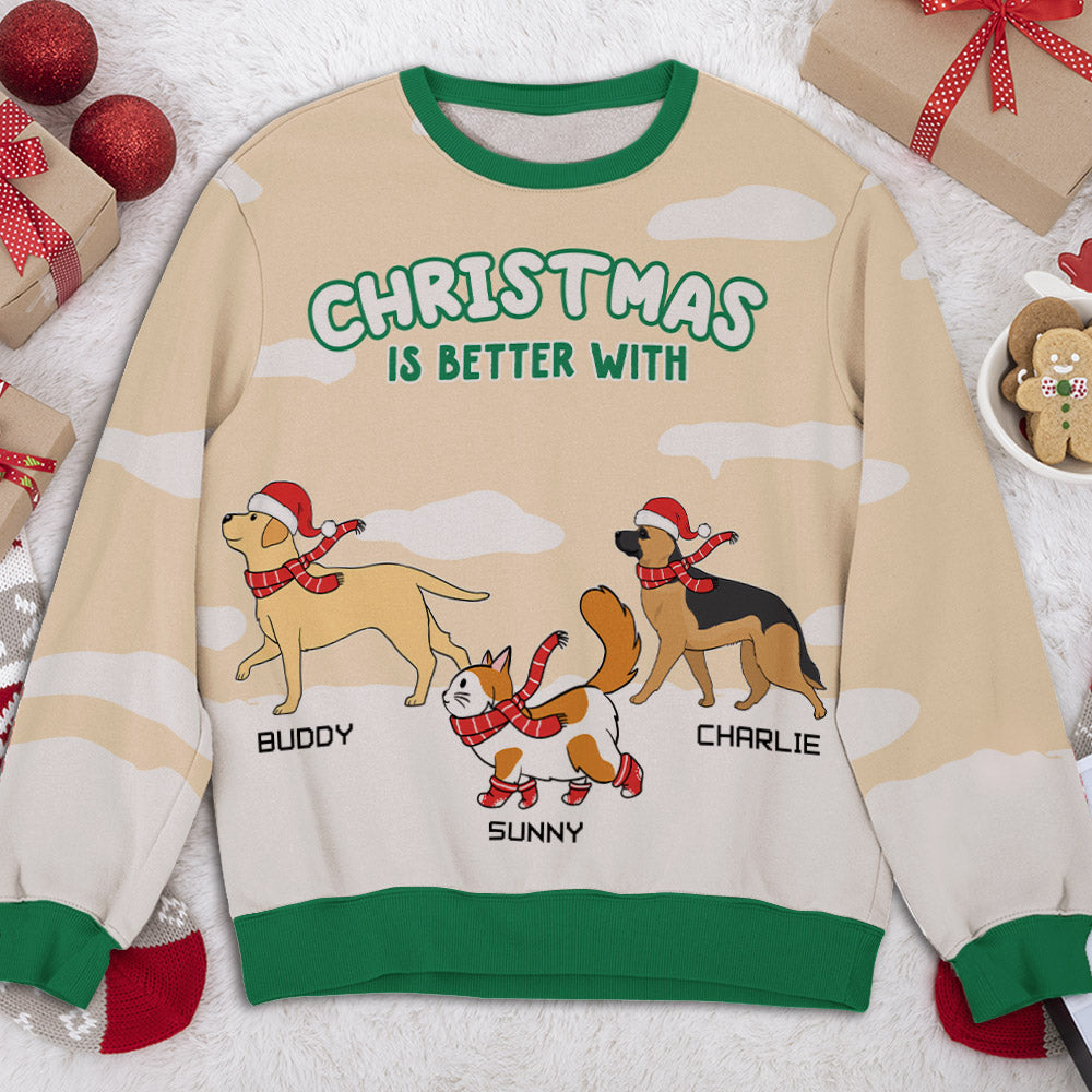Better Christmas - Personalized Custom All-Over-Print Unisex 8.8 oz Polyester Blend Sweatshirt for Pet Lovers