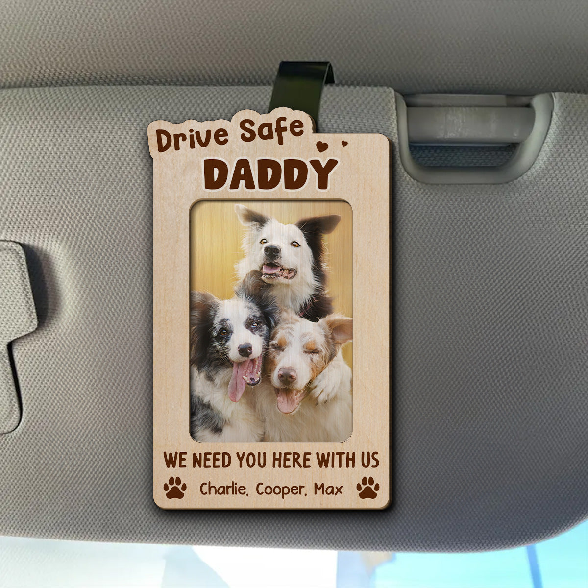Drive Safe Personalized Custom Car Visor Clip for Dog Moms and Dads