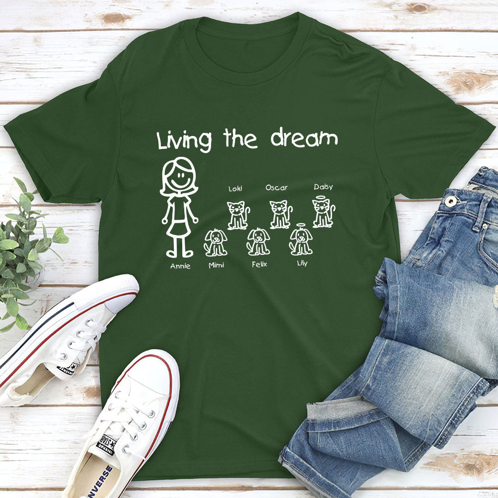 Living The Dream 2 - Personalized Custom Unisex 5.3 oz T-shirt for Pet Lovers