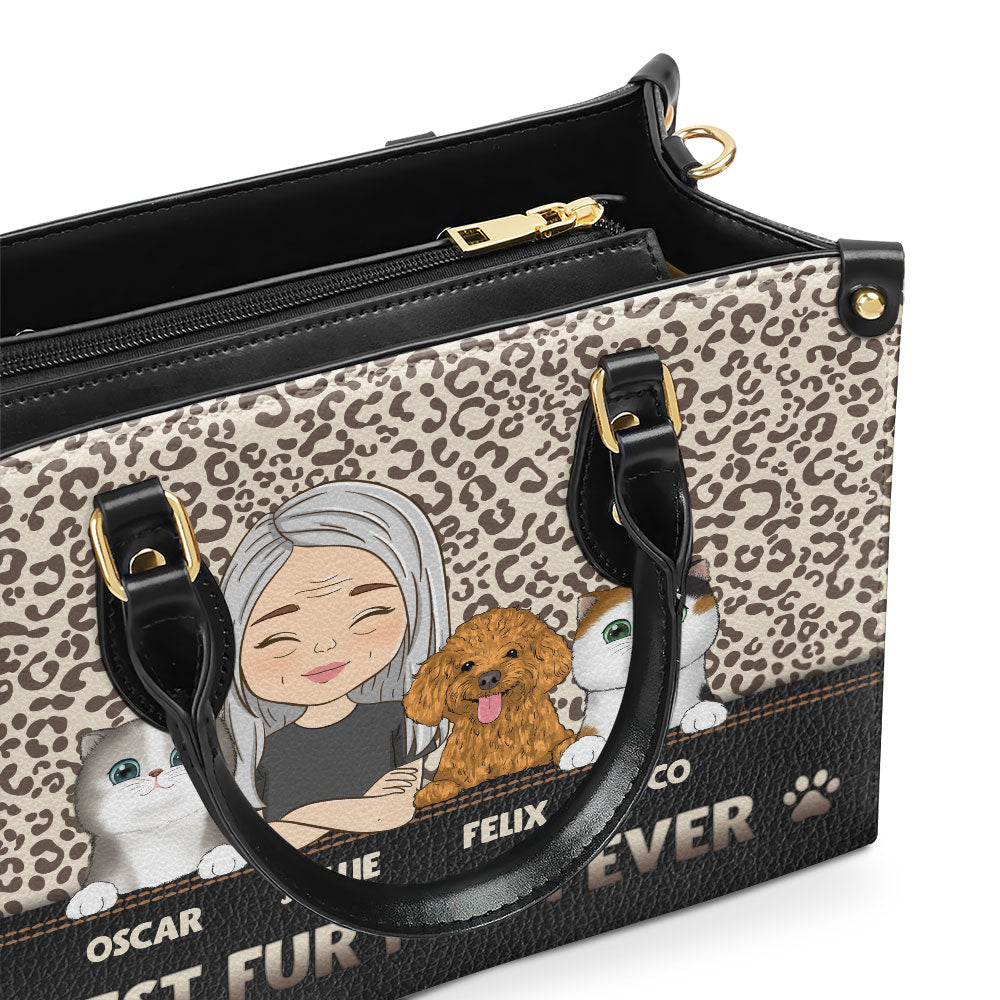Best Mom Ever - Personalized Custom Leather Handbag with Fur Babies' Names
