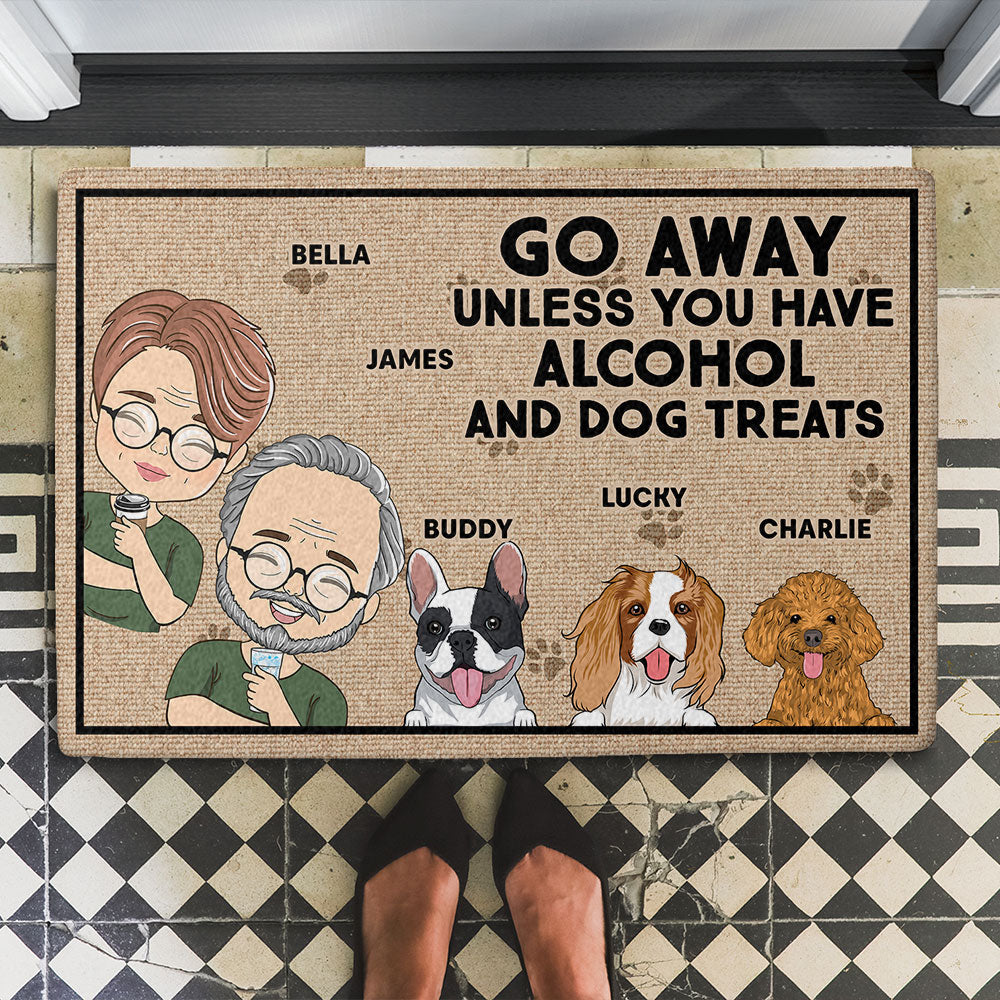 Personalized Custom Doormat with Alcohol and Dog Treats Design - Ideal for Pet Lovers