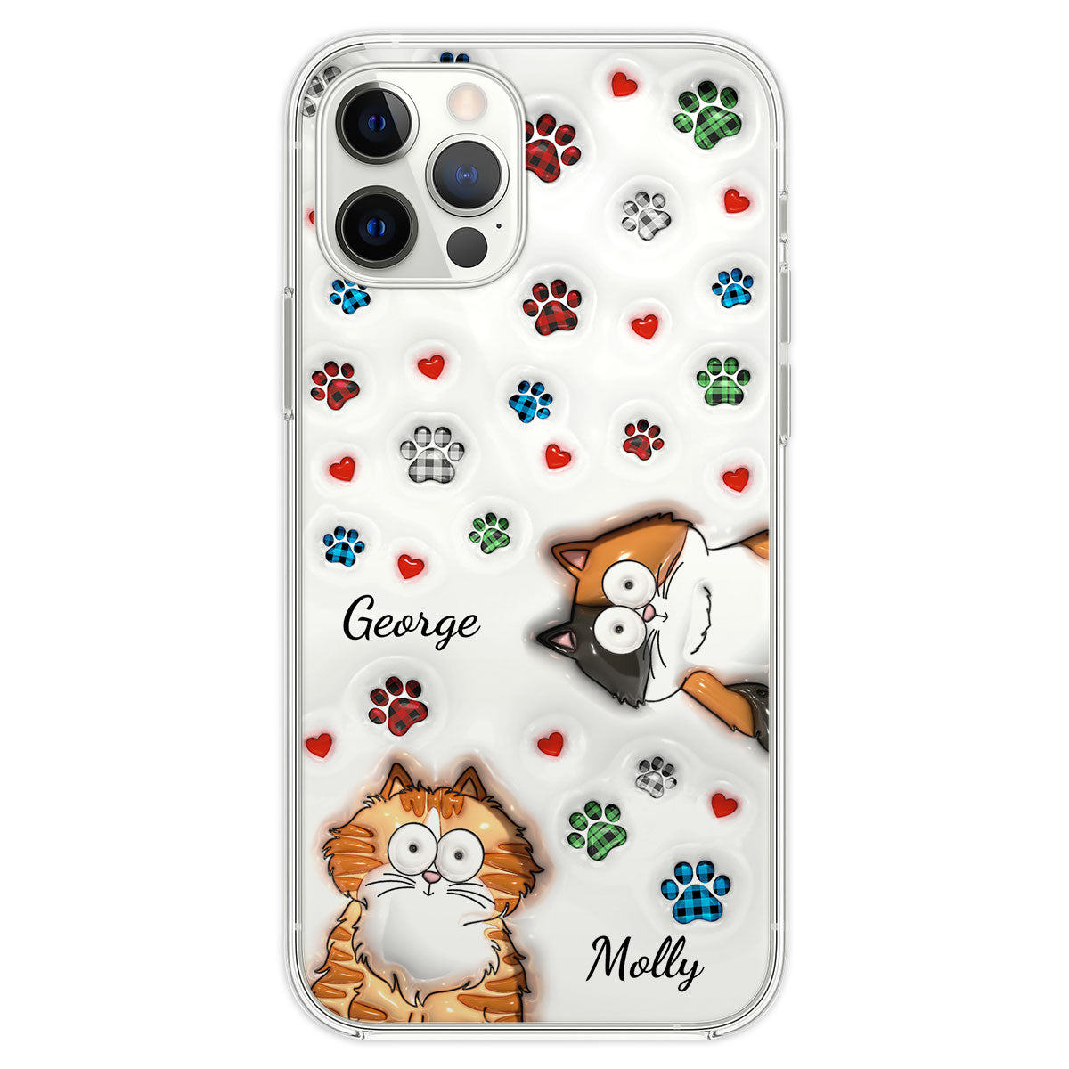 Charming Personalized Custom 3D Inflated Effect Phone Case for Lovely Cat Lovers