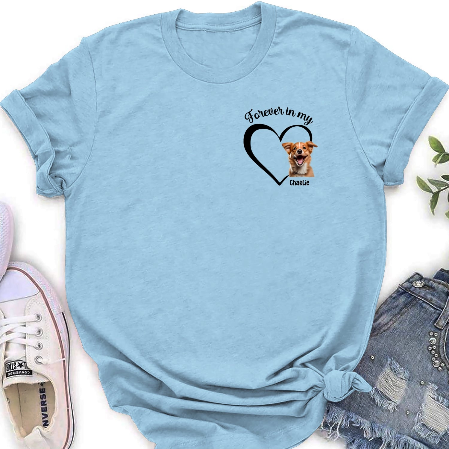 Forever And Always In My Heart - Exquisite Personalized Custom Women's T-shirt for Pet Lovers