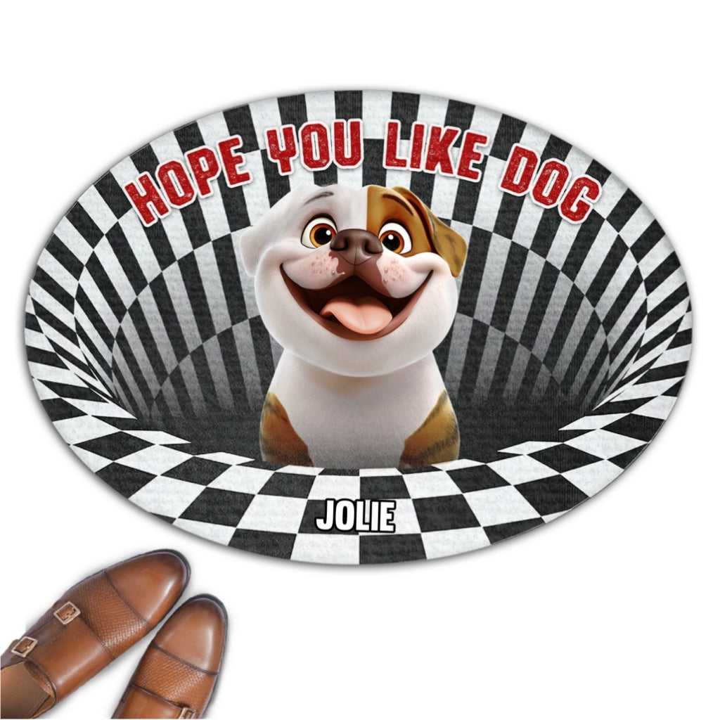 Adorable Hope You Like Dogs Cartoon - Personalized Custom Doormat with Your Pet's Picture