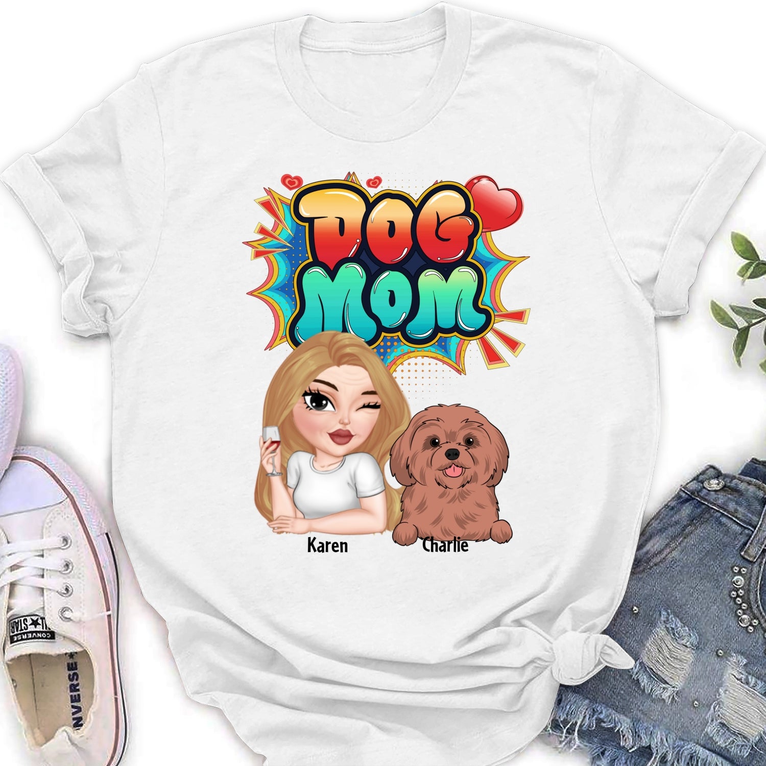 Sweet Dog Mom - Personalized Custom Women's Cotton Blend T-Shirt for Pet Lovers