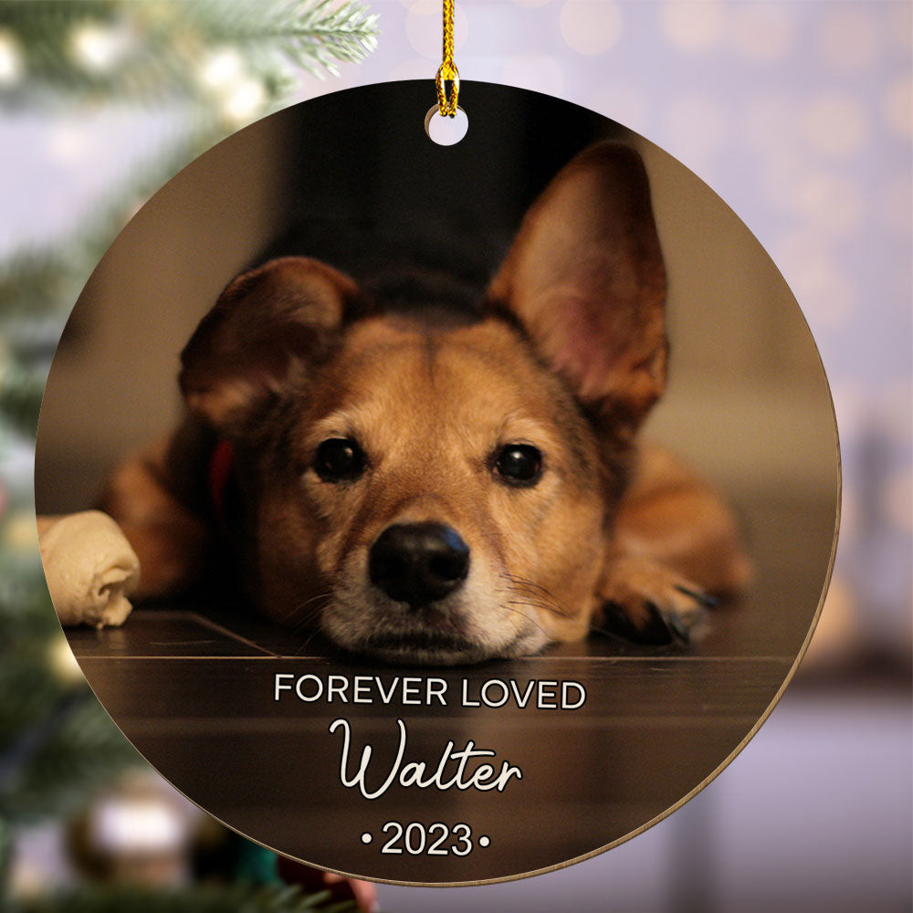 Forever Loved Customizable Photo Pet Memorial - Unique Personalized Custom Wood Christmas Ornament