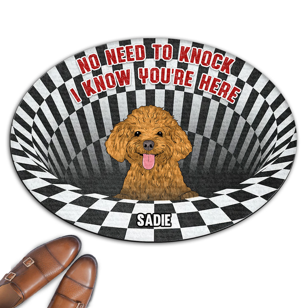 No Need To Knock - Customizable Personalized Doormat with Your Dog's Picture