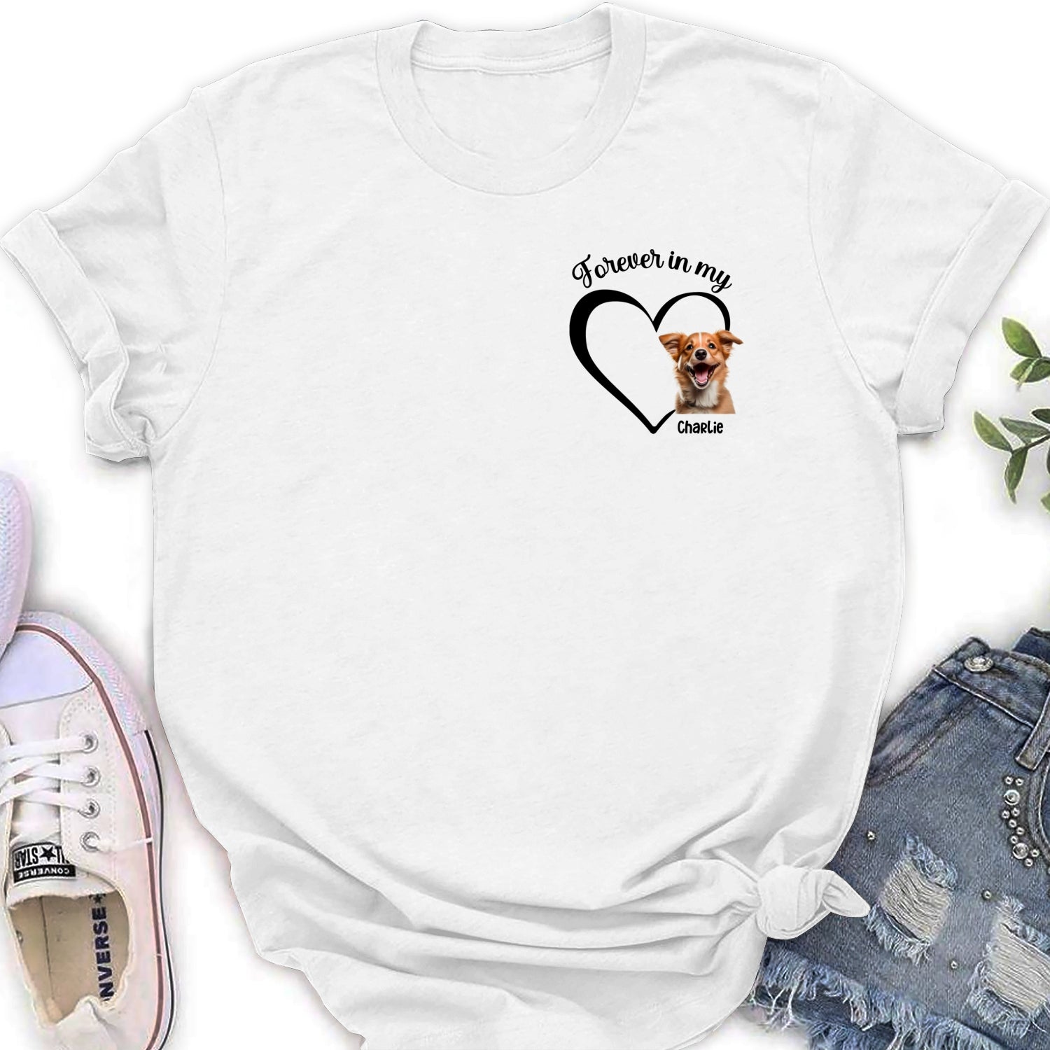 Forever And Always In My Heart - Exquisite Personalized Custom Women's T-shirt for Pet Lovers