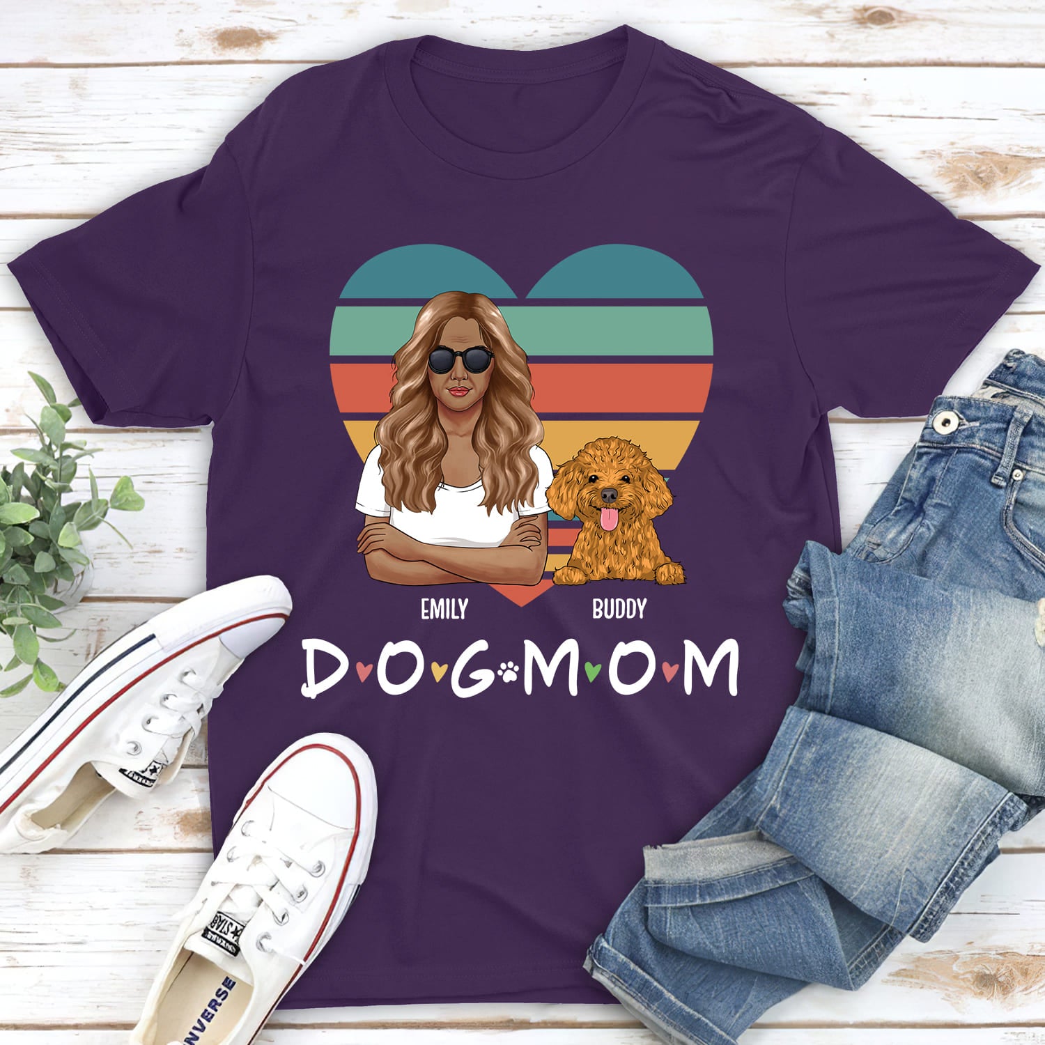 Personalized Custom Unisex Dog Mom Sunset T-shirt - Ideal Gift for Pet Lovers