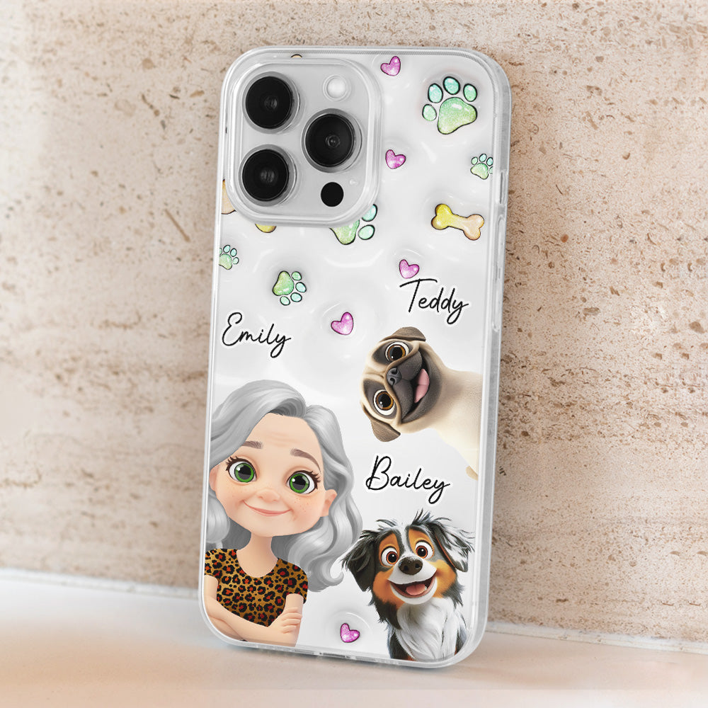 Lovey Human and Her Dogs - Exclusive Personalized Custom 3D Inflated Effect Smartphone Case