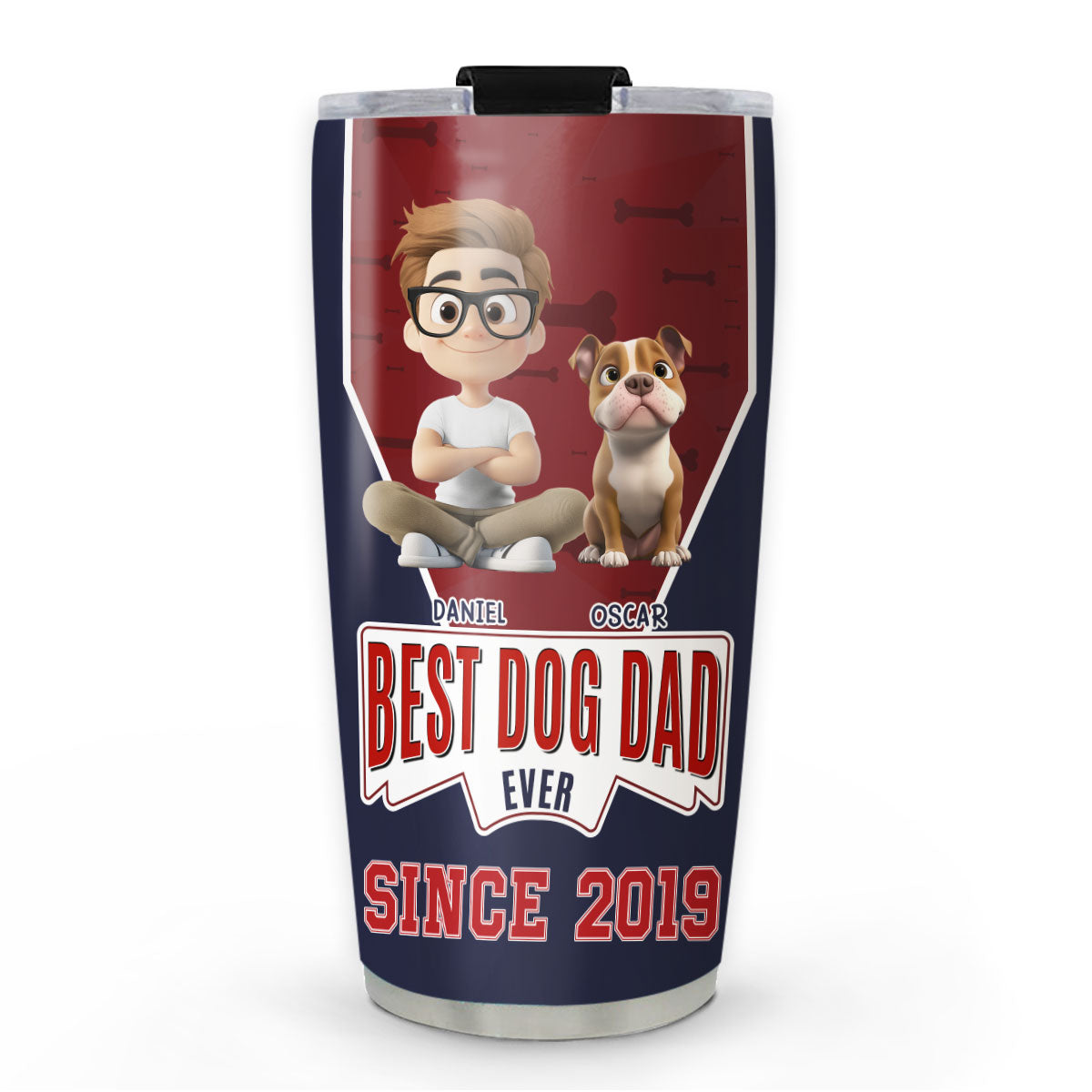 Best Dog Dad Since - Personalized Custom 20oz Stainless Steel Tumbler with Thousands of Cool Designs